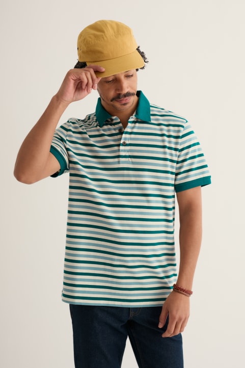 Men's Balefire Striped Polo in Organic Cotton Image
