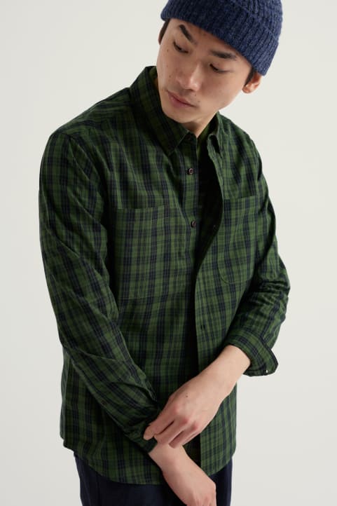 Men's Kellik Organic Cotton Check Shirt Model Image