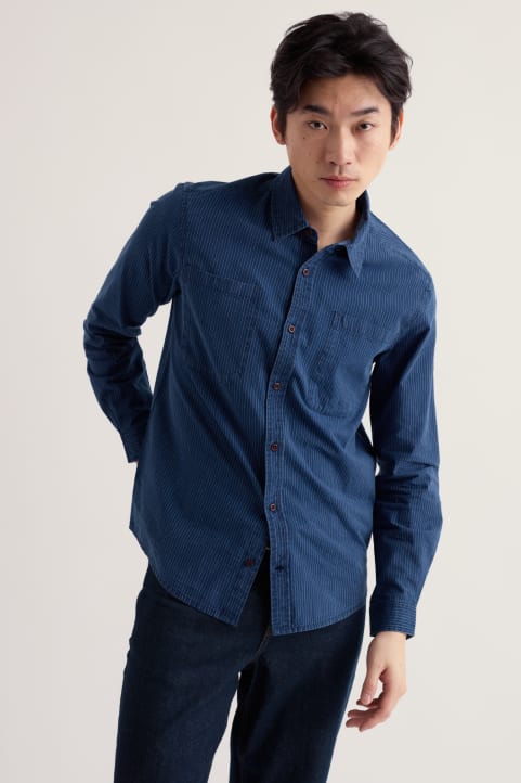 Men's Kellik Organic Cotton Stripe Shirt Model Image