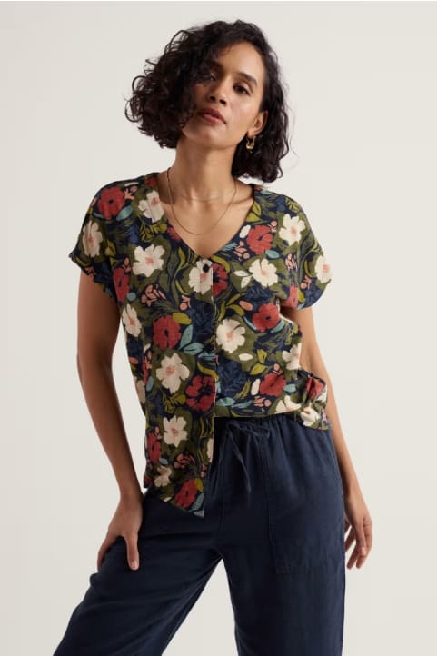 Studio Glass V-neck Jersey Top