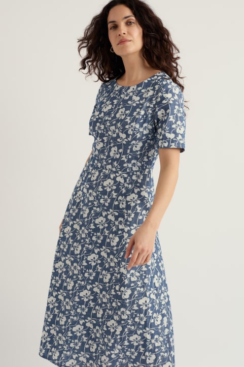 Fox Path Printed Chambray Dress Image