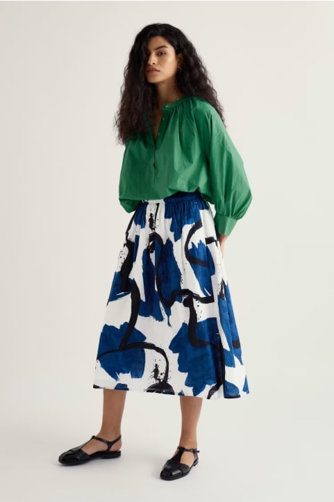Mevagissey Midi Skirt in Organic Cotton