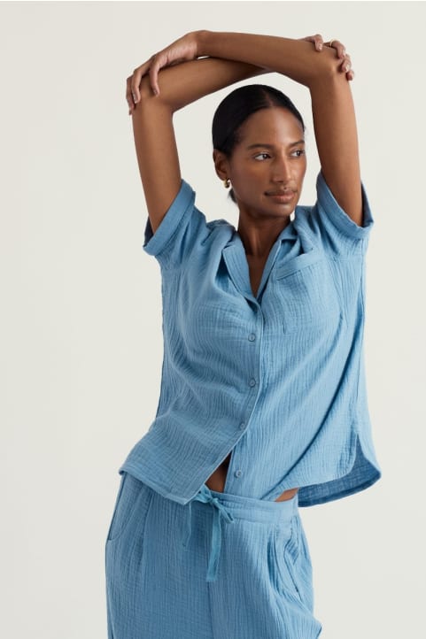 Morning Light Organic Cotton Pyjamas Model Image