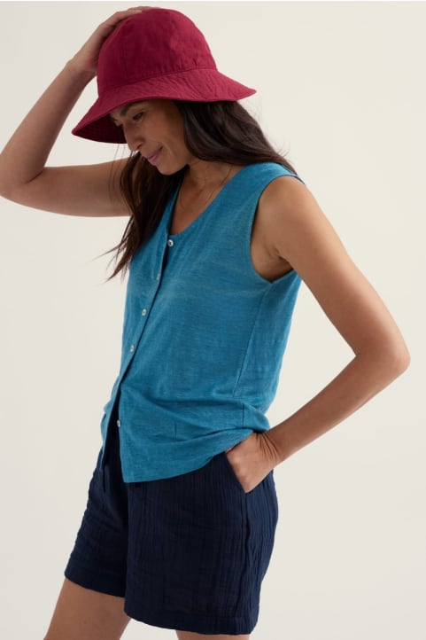 Carn Glaze Linen Button-Through Vest Image