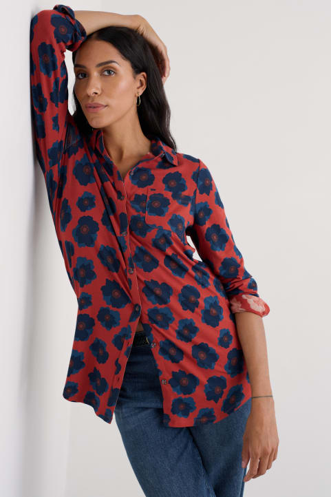 Dove Plant Jersey Button-Through Tunic Model Image
