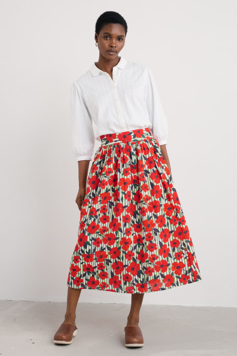 Mevagissey Midi Skirt in GOTS-Certified Organic Cotton Image