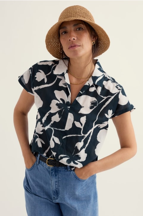 Deep Lane Short Sleeve Shirt in GOTS-Certified Organic Cotton