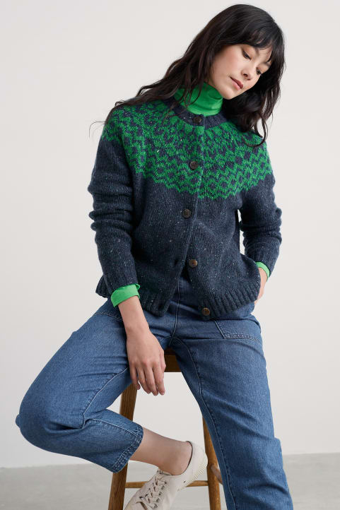 Port Kinnis Fair Isle Cardigan With Merino Image