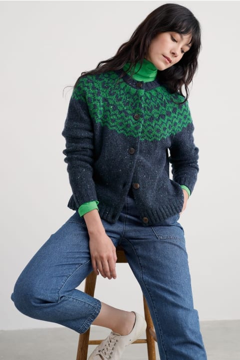 Port Kinnis Fair Isle Cardigan With Merino