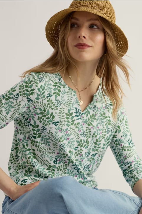 Kellow 3/4 Sleeve Jersey Top Model Image