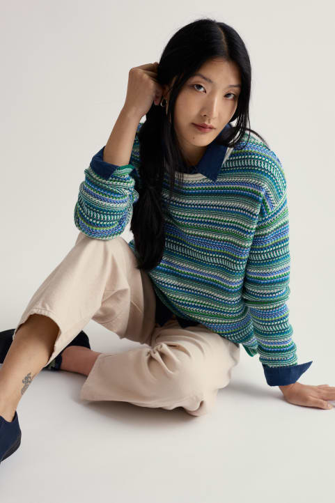 Betony Organic Cotton Stripe Jumper Model Image