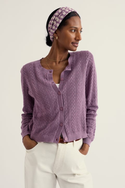 Willowing Pointelle Organic Cotton Cardigan Image
