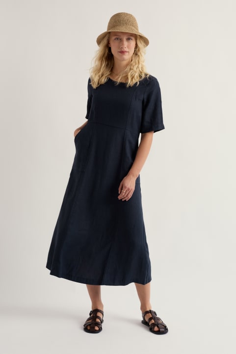 Grass Wave Linen Midi Dress Image