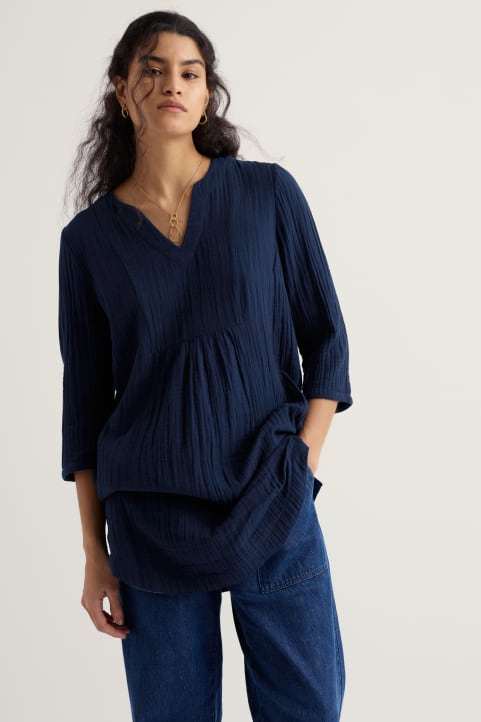 Op Art Organic Cotton Tunic Top Model Image