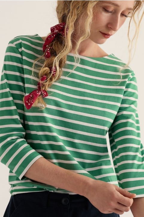 Sailor 3/4 Sleeve Top in GOTS-Certified Organic Cotton Jersey