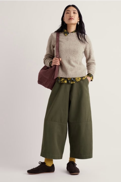 Stone Skim Cropped Barrel Leg Trousers