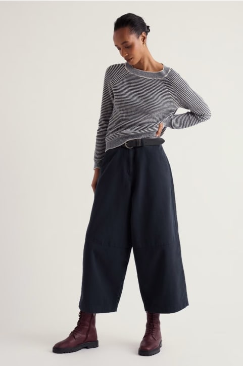 Stone Skim Cropped Barrel Leg Trousers