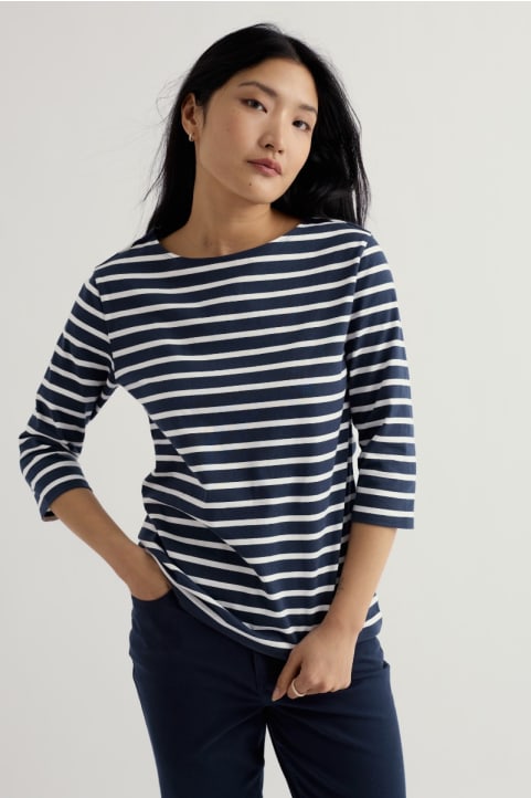 Sailor 3/4 Sleeve Top in GOTS-Certified Organic Cotton Jersey Image