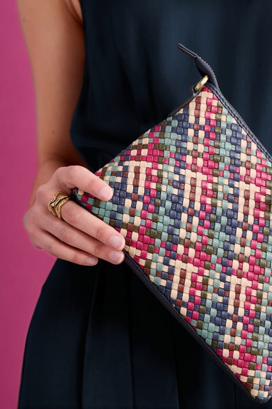 Crenvor Woven Leather Cross Body Bag