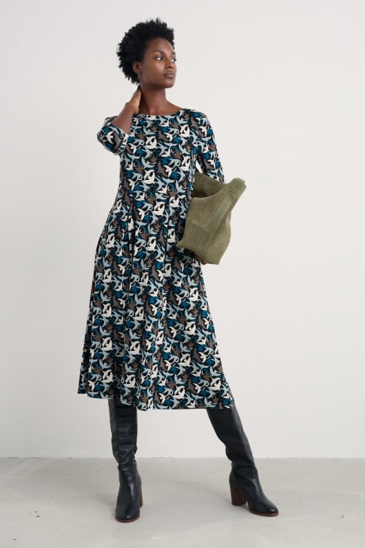Wild Bouquet 3/4 Sleeve Midi Dress