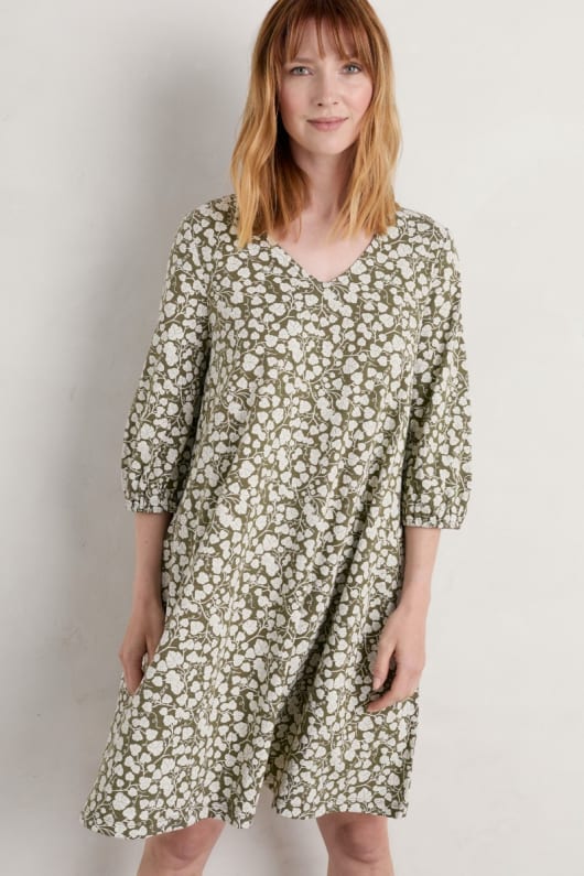 Wave Wing 3/4 Sleeve Jersey Dress