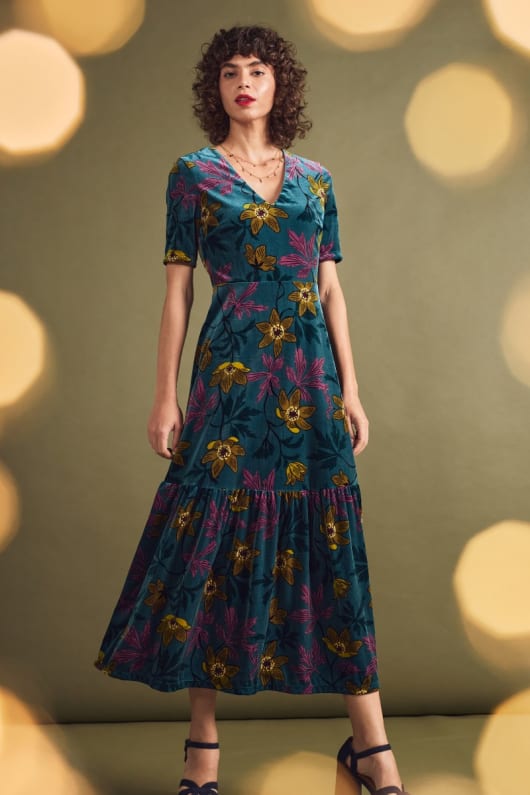 Penrose Velvet V-Neck Maxi Dress