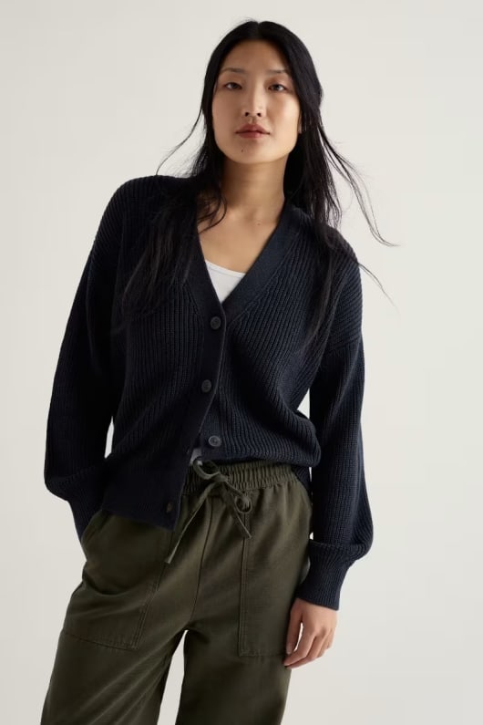OHOTORO - Water Ribbed Cardigan チャコール water ribbed cardigan | OHOTORO