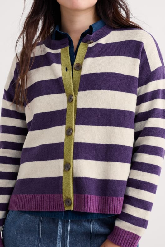 Pinwell Striped Cardigan Made With Lambswool