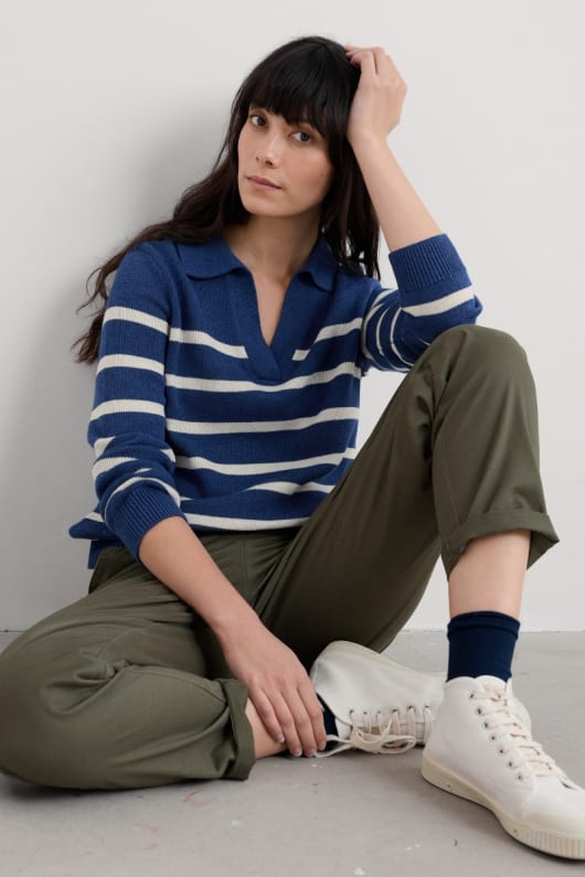 Barbizan Long Sleeve Collared Jumper