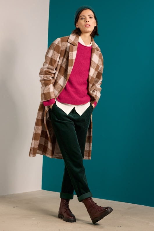 Budock Wool Blend Check Coat