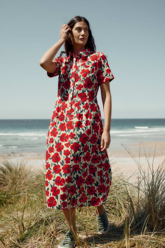 Birch Glade Organic Cotton Midi Shirt Dress