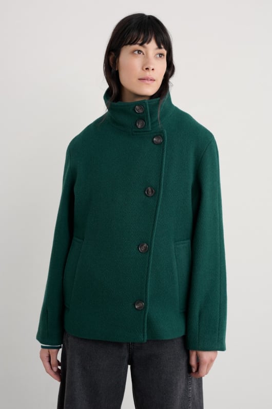 Fritillary Asymmetric Funnel Neck Coat