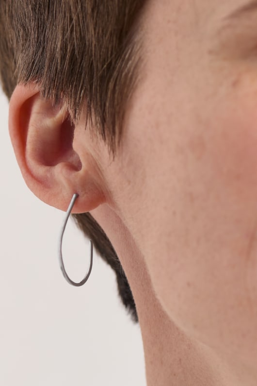 Chestnut Silver Tone Hoop Earrings Model Image