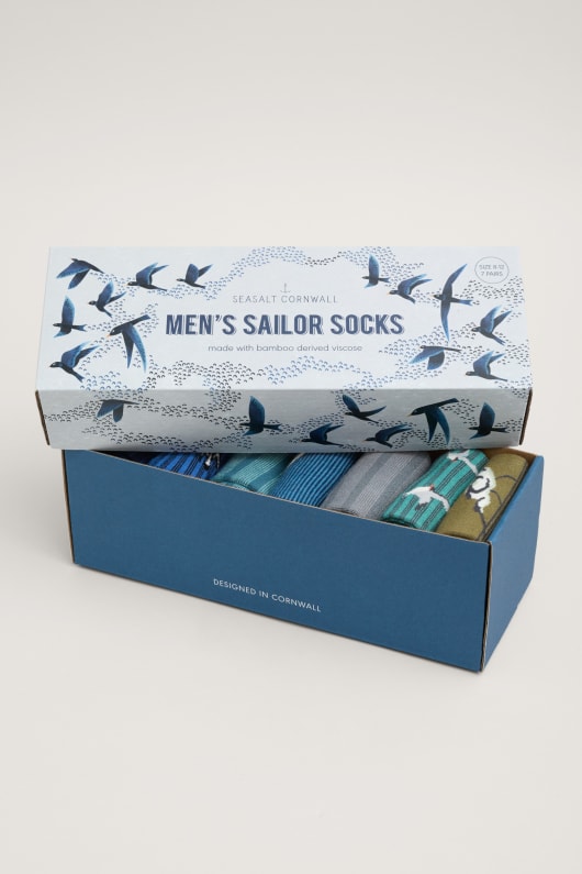 Gift Box of 7 Men's Wildlife Sailor Socks 