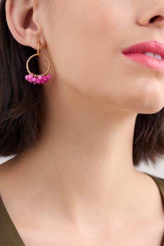 Stefana Drop Hoop Bead Earrings Image