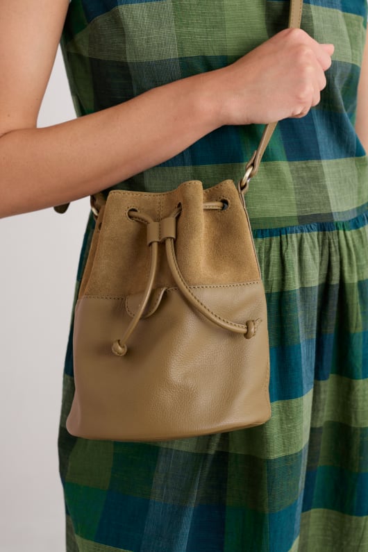Mor Tide Suede and Leather Bucket Bag Model Image