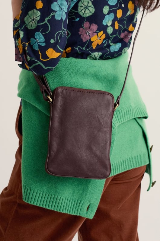 Kenwyn Zip Up Cross Body Leather Phone Bag
