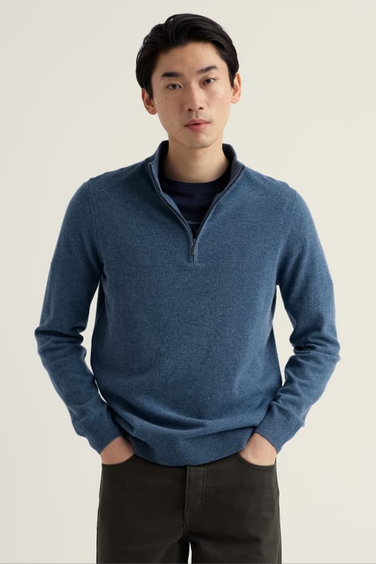 Men's Prow 1/4 Zip Knitted Jumper Model Image