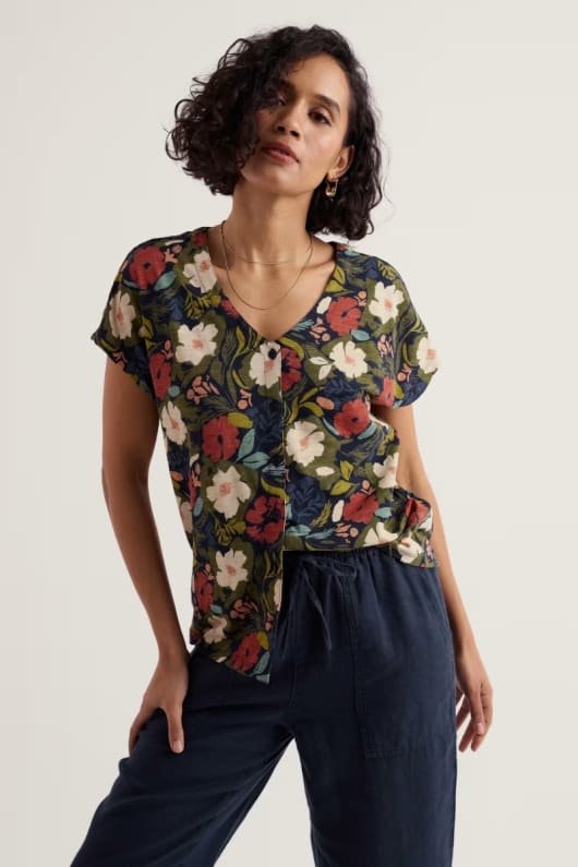 Studio Glass V-neck Jersey Top