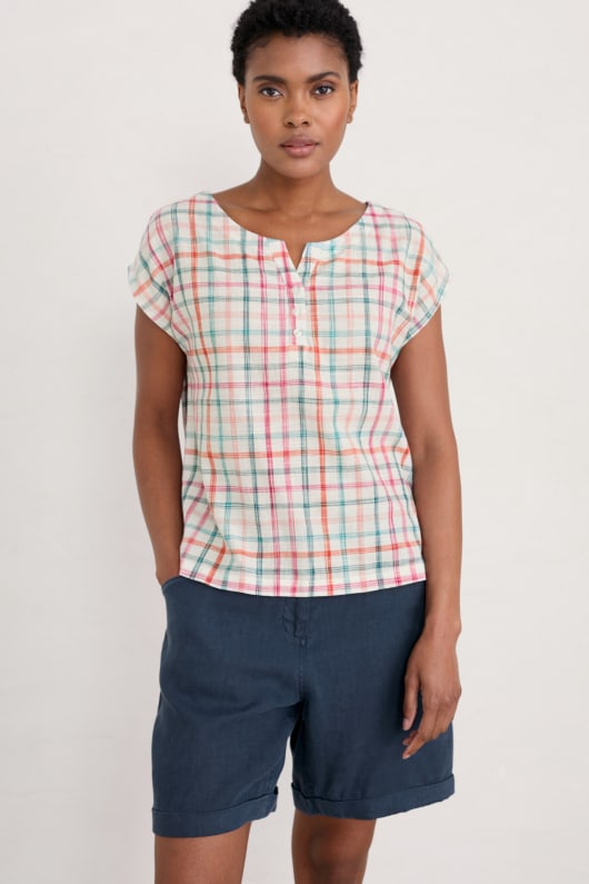 Pointillist Checked Top Image