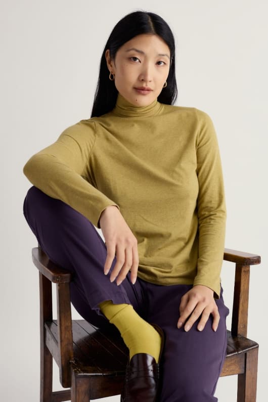 Landing Roll Neck Top in GOTS-Certified Organic Cotton