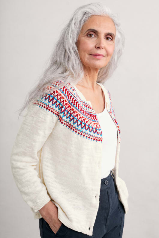 Penvoose Fair Isle Cardigan Model Image