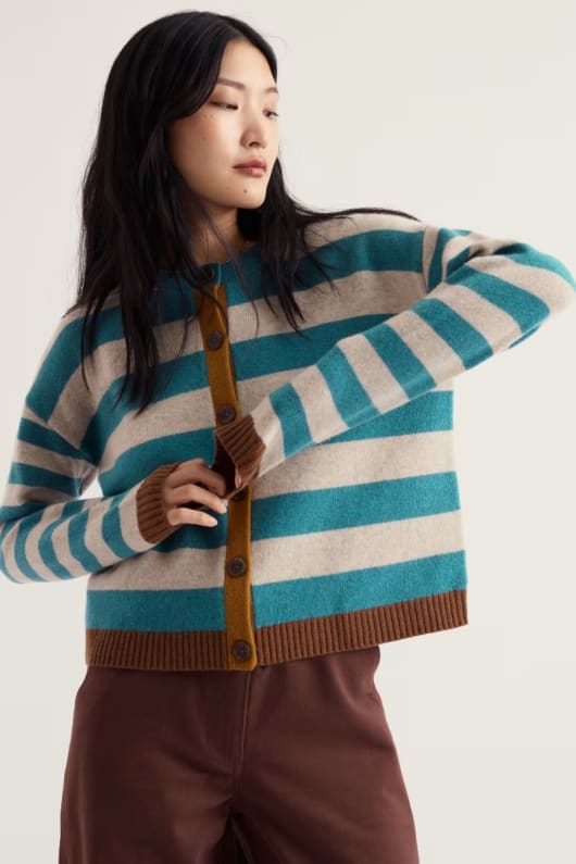 Pinwell Striped Cardigan Made With Lambswool