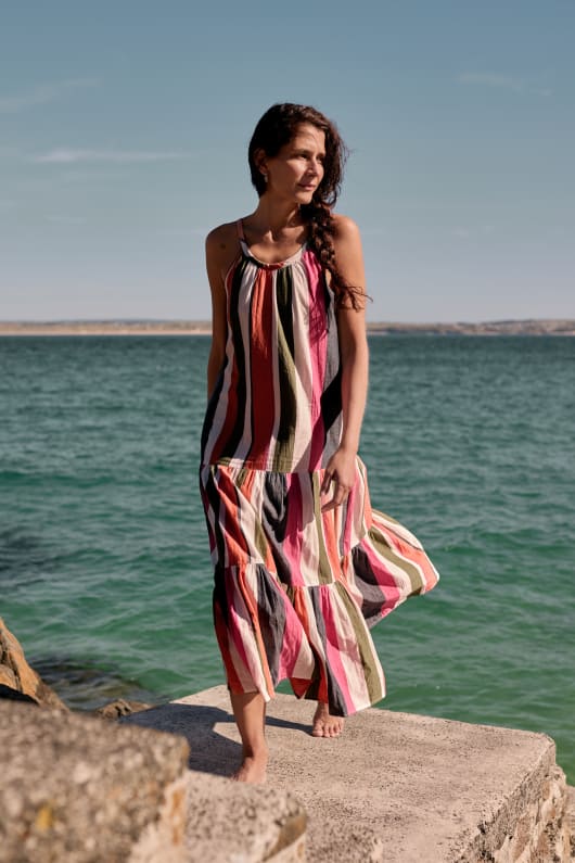 Alba Above-Ankle Tiered Dress Model Image