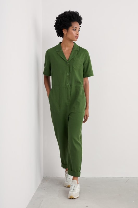 Clear Water Linen-Cotton Jumpsuit