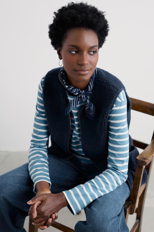 Sea Buckthorne Borg Gilet Model Image