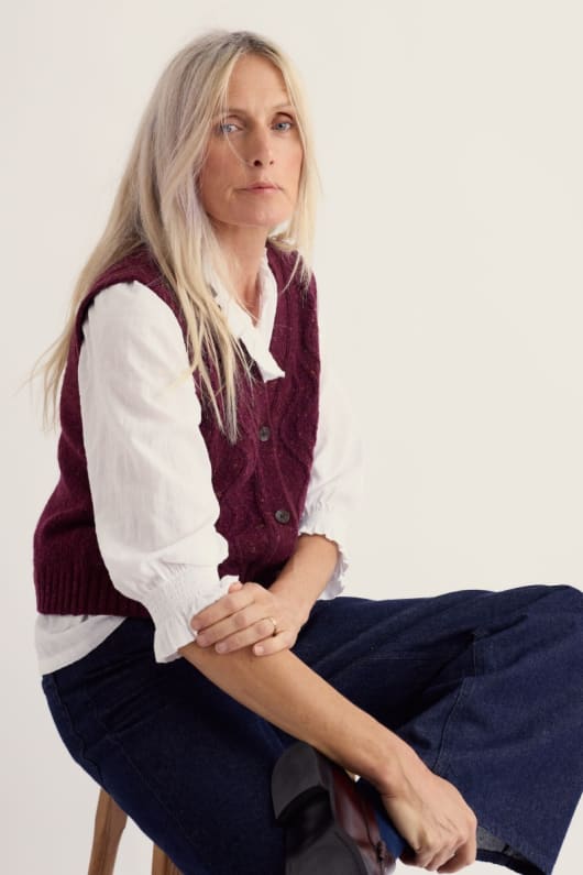 Pendouer V-Neck Button Up Knitted Vest