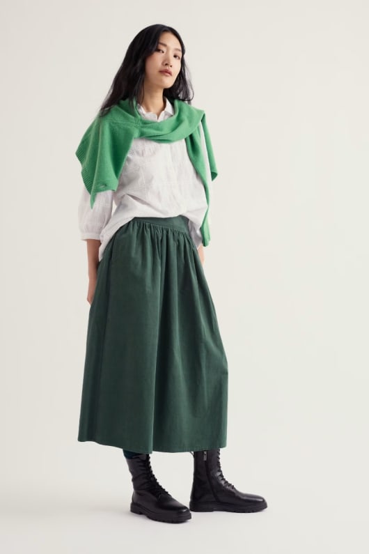 Mevagissey Needlecord A-Line Midi Skirt