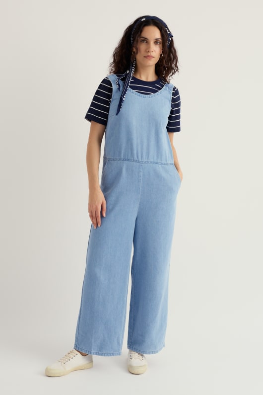 Salt Air Denim Jumpsuit Model Image