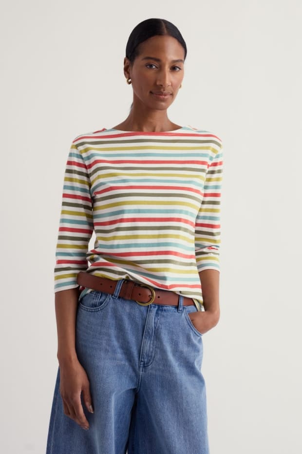 Sailor 3/4 Sleeve Top in GOTS-Certified Organic Cotton Jersey